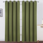Olive Green Blackout Curtains/52 x 84 Inch Long/Set of 2 Curtain Panels/Thermal by Lemomo