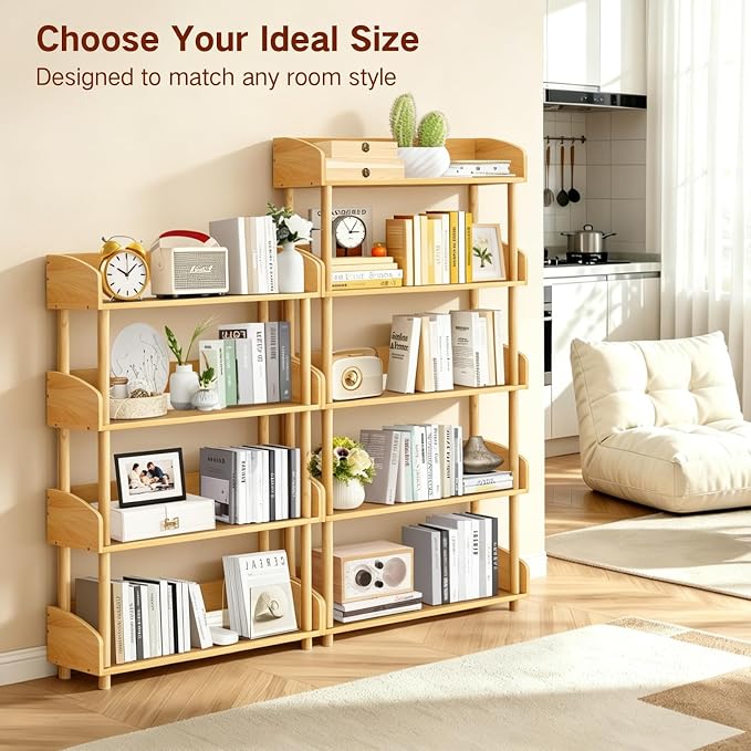 4-Tier Wooden Bookshelf, Modern Open Bookcase - Image 7