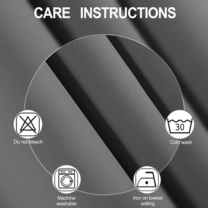 Blackout Curtains 52 x 90 Inch Long Frost Grey Curtains Set of 2 Panels Room - Image 4