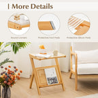 Giantex Rattan Side Table Set of 2, Boho Nightstand - Image 9