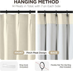 Joydeco 100% Blackout Pleated Curtains, Linen Window Curtains 2 Panel Sets 108 - Image 3