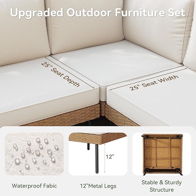 Aoxun Patio Furniture Set, 7 Piece Outdoor Sectional Sofas - Image 4
