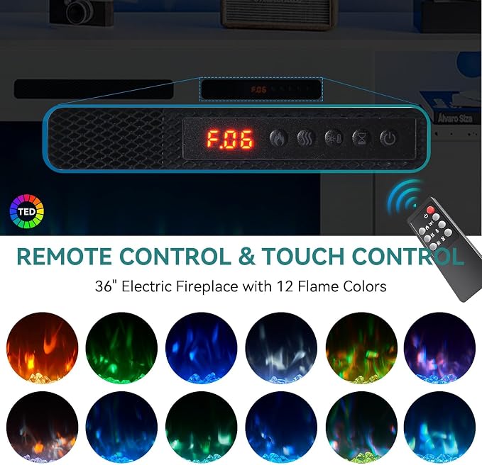 oneinmil 70” TV Stand with 36” Electric Fireplace, Large Modern Media - Image 5