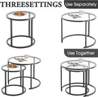 aboxoo Gold Nesting Coffee Table Set of 2, Small Glass Round Nesting Tables - Image 7