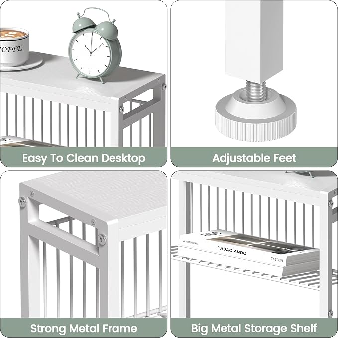 End Table for Small Space, 3-Tier Narrow Side Table - Image 9