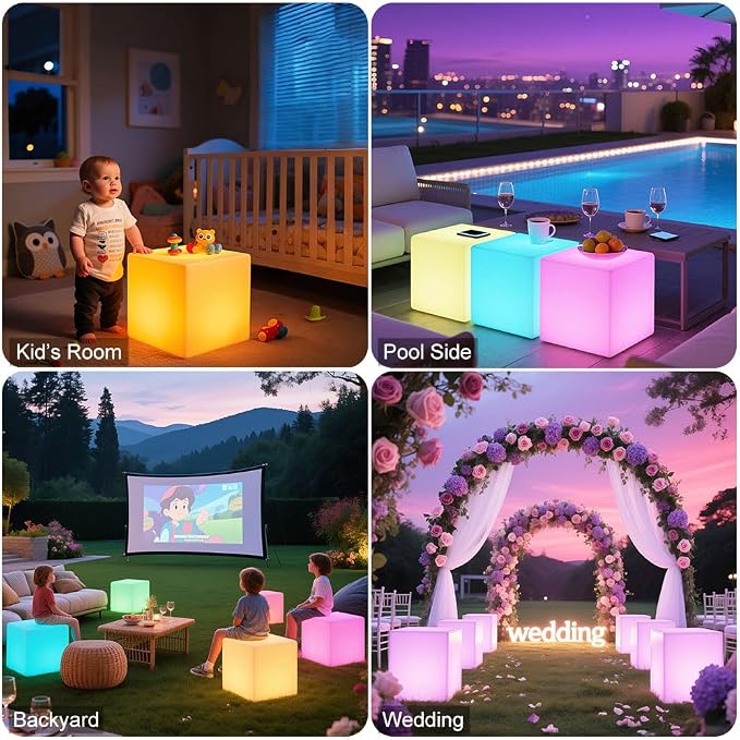 16'' Cordless LED Cube Chair Light, LED Cube Seat - Image 3
