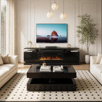 2-Piece Modern Living Room Table Set, Includes High Gloss 70" Fireplace TV - Image 2