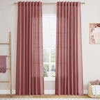 Canyon Rose Linen Curtains 80 Inch Length by Nanspring