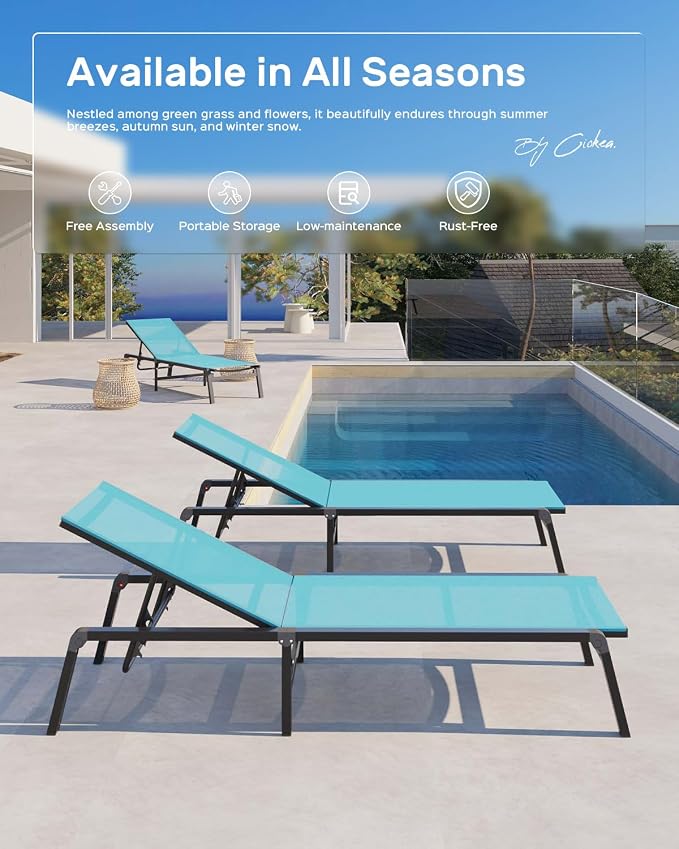 Patio Chaise Lounge Chair Set of 4, Foldable Lounge Chair - Image 4