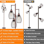 Dimmable Floor Lamp, 3 x 800LM LED Edison Bulbs Included, Farmhouse Industrial - Image 2