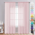 Blush Pink Sheer Curtains 84 Inches Long 2 Panels by OVZME