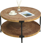 Awescuti Round Boho Wood Coffee Table by Awescuti