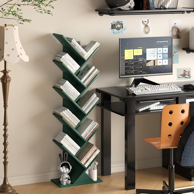 SHEEPAM 10 Tier Tree Book Shelf, Floor Standing Wood Bookshelf - Image 7