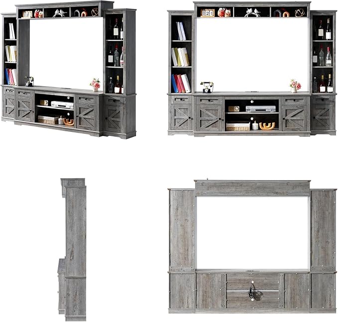 AMERLIFE 98" Farmhouse Entertainment Center Fits 75" TVs, Wall Unit - Image 7