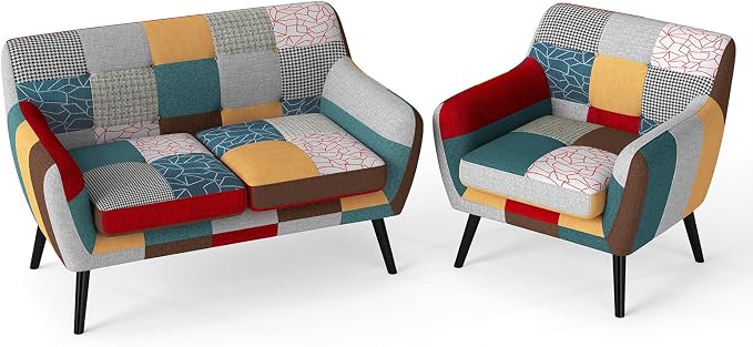 Bonzy Home Modern Colorful 2 Piece Coroful Fabric Sofa Set, Included Accent - Image 8