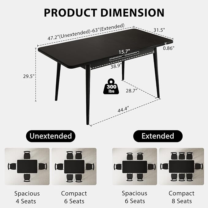 Muwuele Solid Wood Extendable Dining Table - Image 6