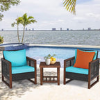 Tangkula 3 Pieces Patio Wicker Furniture Set, Rattan Outdoor Sofa Set - Image 3