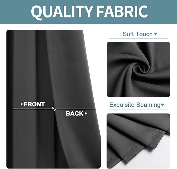 ChrisDowa Blackout Curtains for Bedroom and Living Room 72 Inches Long | 2 - Image 3