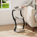 JUSTOGO Small Round Side Table, 3-Tier End Table - Image 2