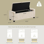 GRAINELL Storage Ottoman Bench, Upholstered Tufted Bedroom Bench - Image 2