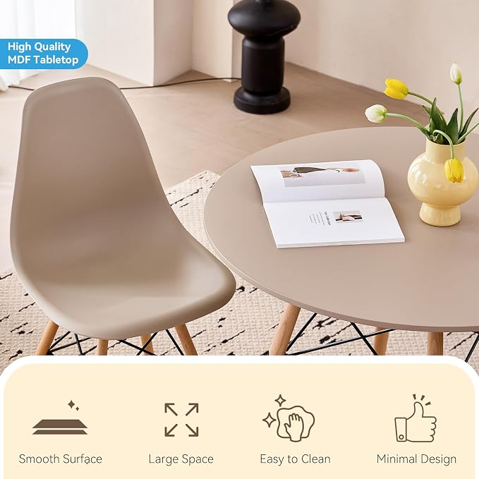 5-Piece Round Dining Table Set, Small 35.5" Kitchen Table Chairs Set of 4 Space - Image 3
