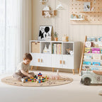 8-Cube Storage Organizer with Doors & 5 Solid Wood Legs, Mid-Century Modern - Image 2