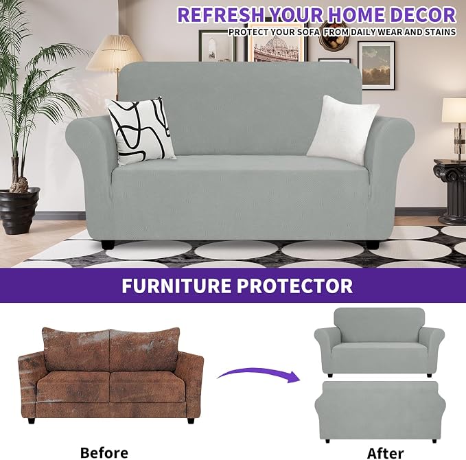 ZNSAYOTX Super Stretch Loveseat Covers, New Striped Love Seat Slipcover - Image 2