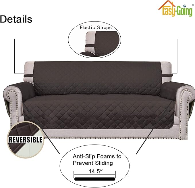 Easy-Going Reversible Couch Cover, 4 Seater Sofa, Chocolate/Ivory | XX-Large - Image 3