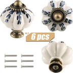 Ivory Pumpkin Knobs 6 Pack Ceramic Cabinet Knobs Vintage Drawer Pulls - Image 2