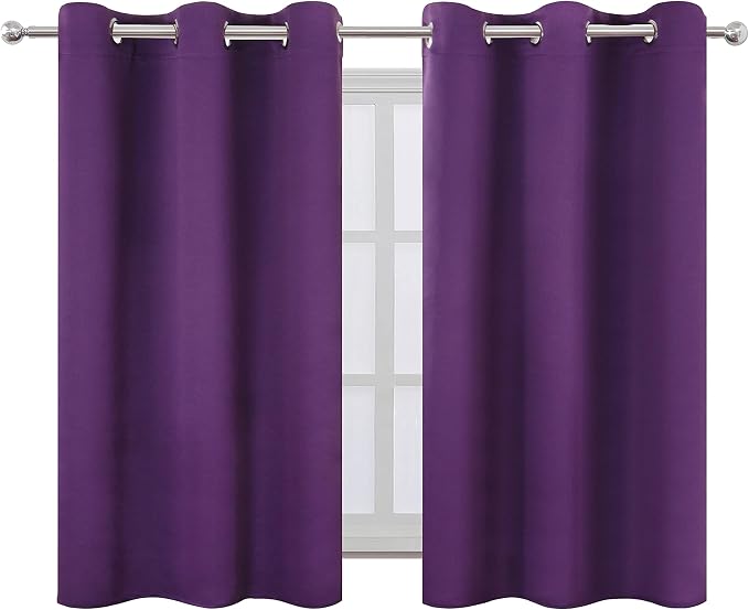 Purple Thermal Blackout Curtains/38 x 54 Inch/Set of 2 Panels Room Darkening - Image 2