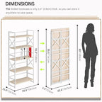 4NM 5 Tiers No Assembly Book Shelves, 51.2" H Folding Bookshelf Bookcase Open - Image 2