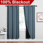 NICETOWN Smoky Blue Full Shade Curtain Panels, Smoky Blue, Pair of Thermal - Image 2