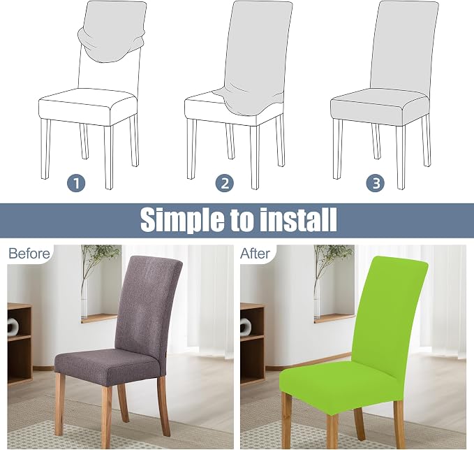 BIETYONE Stretch Dining Chair Covers Set of 6, Soft Removable Washable Kitchen - Image 4