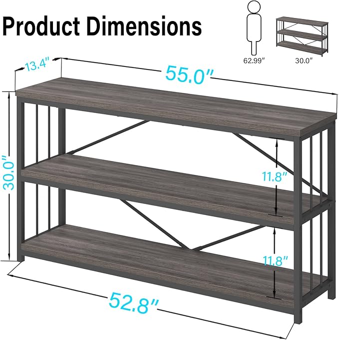 LVB Industrial Console Table, Metal and Wood Sofa Table, Rustic Entryway Table - Image 2