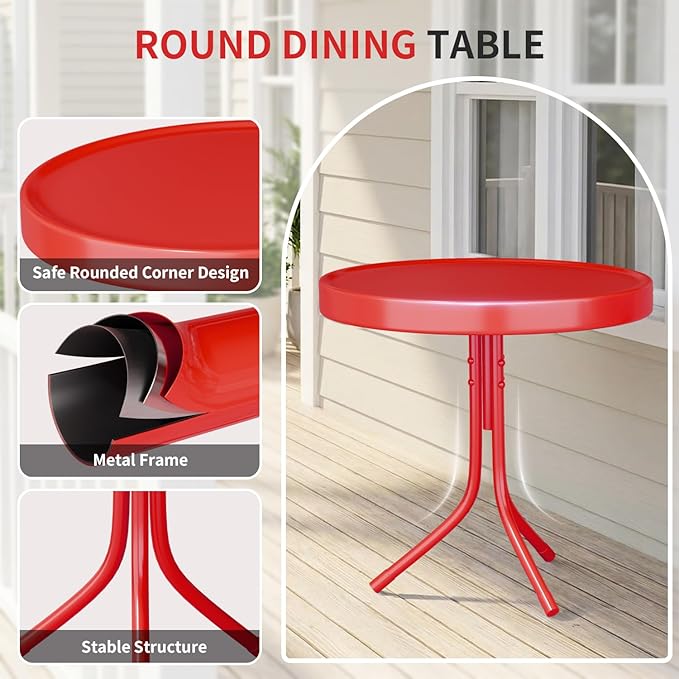 3 Piece Bistro Set, Anti-Rust Table and Chairs Set of 2, Waterproof Retro Metal - Image 6