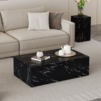 Coffee Table Living Room Table, Modern Black Faux Marble Center Couch Table - Image 3