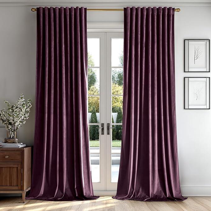 MIULEE Dark Purple Velvet Curtains 52x84 inches Luxury Blackout Curtains | by MIULEE