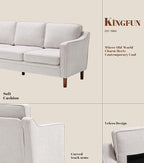 Kingfun Living Room Furniture Sets, 3 Seater Couch and Loveseat, Mid Century - Image 5