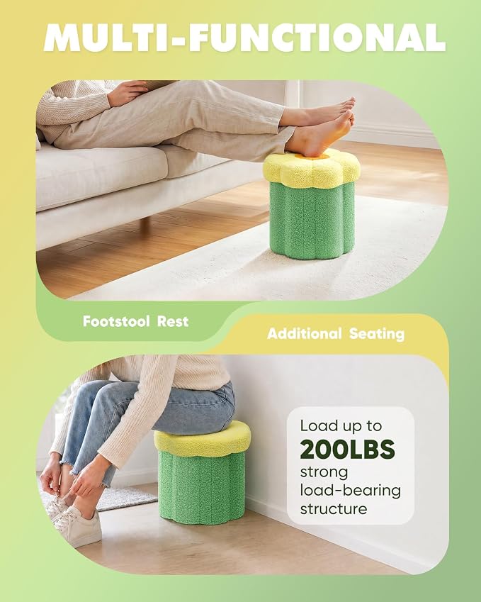B FSOBEIIALEO Storage Ottoman Foldable, Sunflower Shaped Small Footrest - Image 5