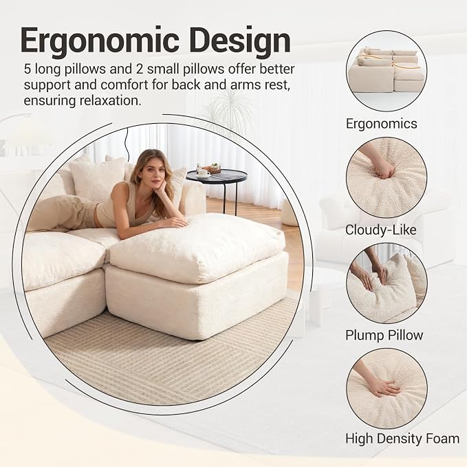 Modular Cloud Couch Sectional, Boneless Sofa - Image 6