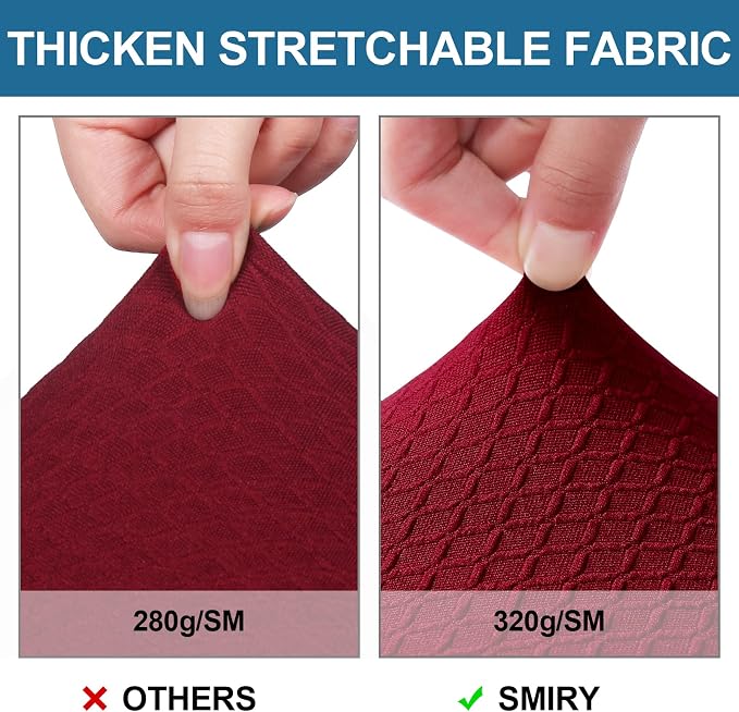 Smiry Waterproof Seat Covers for Dining Room Chairs Set of 2, Stretch Jacquard - Image 4