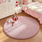 Ophanie Round Rugs 5Ft Pink Circle Area Rug, Fuzzy Bedroom Carpet, Shag Plush - Image 3