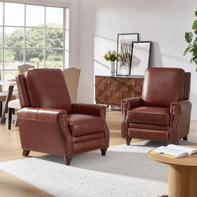 HULALA HOME Genuine Leather Manual Recliner Chair - Image 6