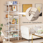 Bookshelf 6 Tiers White Wooden Storage Shelf, Modern Open Display Storage - Image 6
