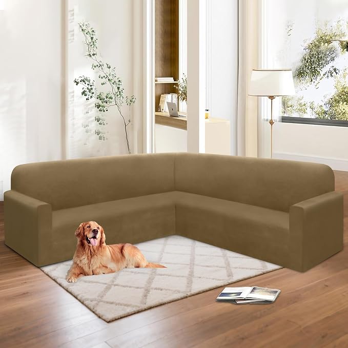 HDCAXKJ Corner Sectional Couch Covers Velvet Stretch L Shape Sofa Cover Soft - Image 6