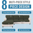H.VERSAILTEX Sectional Couch Covers 4 Pieces Sofa Seat Cushion Covers L Shape - Image 2