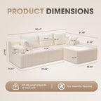 Hobestluk Modular Sectional Sofa Couches L-Shape Couch 3 Seat Modular Sofa - Image 2