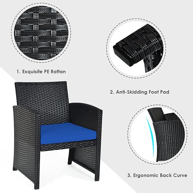 Tangkula 4 Pieces Patio Wicker Conversation Furniture Set, Patiojoy Sofa & - Image 5