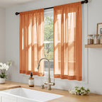 MIULEE Fall Orange Sheer Curtains 63 Inches Long 4 Panels 42 x 63 Inches | - Image 2