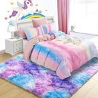 Noahas 6x9 Large Tie-Dyed Blue Purple Pink Fluffy Area Rug Non-Slip - Image 3